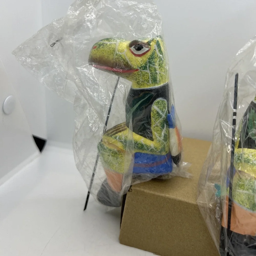 3‎ Folk Art Inspired Shelf Sitting Fisherman Gator With Pole & Fish